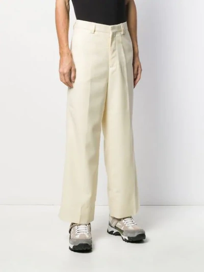 Shop Jacquemus Wide Leg Cropped Trousers In White