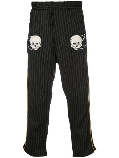 Shop Lost Daze Embroidered Skull Trousers In Black