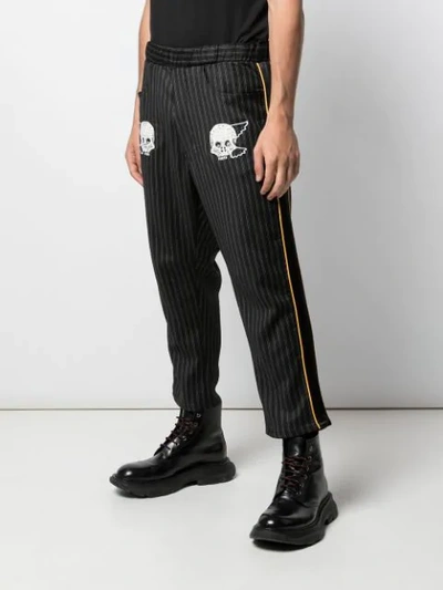 Shop Lost Daze Embroidered Skull Trousers In Black