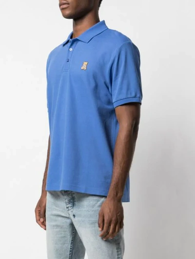 Shop Moschino Logo Patch Polo Shirt In Blue