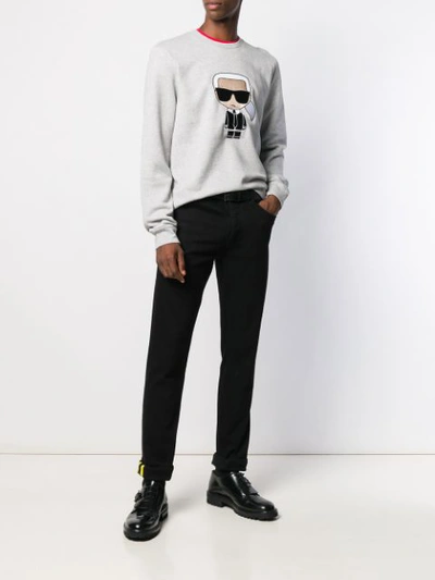 Shop Karl Lagerfeld Ikonik Embroidered Sweatshirt In 951 Grey