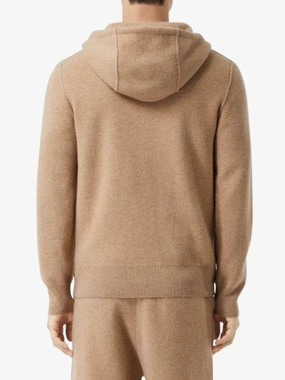 Shop Burberry Embroidered Monogram Zipped Hoodie In Neutrals