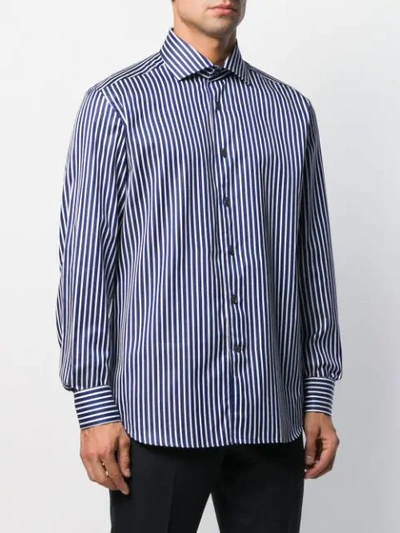 Shop Corneliani Striped Button-front Shirt In Blue