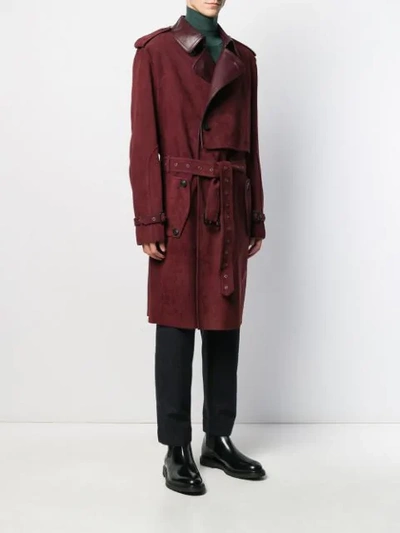 Shop Etro Belted Lambskin Trench Coat In 0300 Burdeux----------------------------------------------------------------------------------------