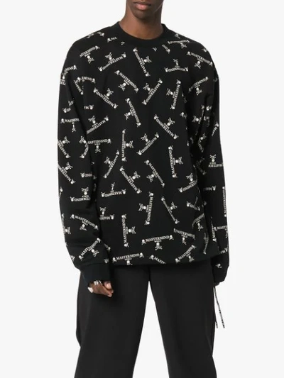 Shop Mastermind Japan Multi Logo Print Sweatshirt In Black