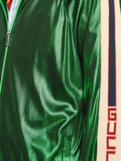 Shop Gucci Oversize Laminated Jersey Jacket - Green