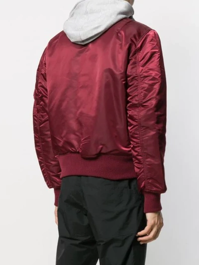 Shop Alpha Industries Hooded Bomber Jacket In Red