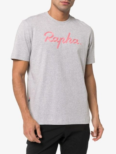 Shop Rapha Logo Embroidered T-shirt In Grey