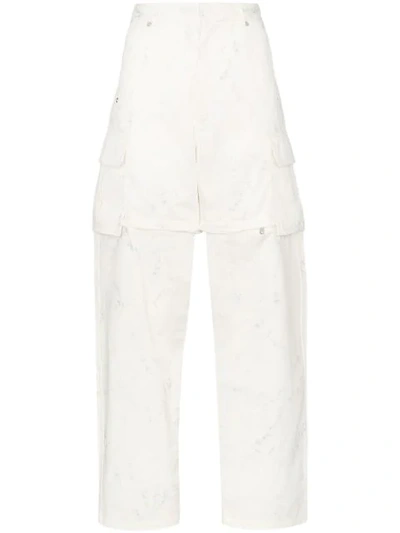 Shop Jacquemus Floral Print Cargo Trousers In White