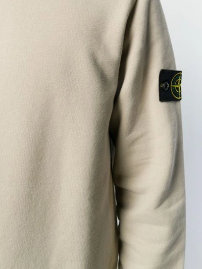 Shop Stone Island Sweatshirt With Logo Patch In V0095 Beige