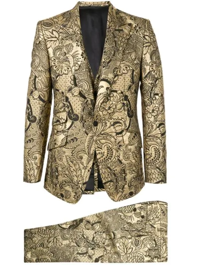 Shop Dolce & Gabbana Floral Brocade Two-piece Suit In Gold