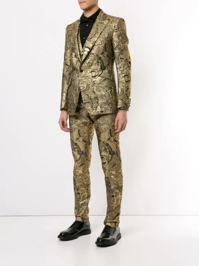 Shop Dolce & Gabbana Floral Brocade Two-piece Suit In Gold