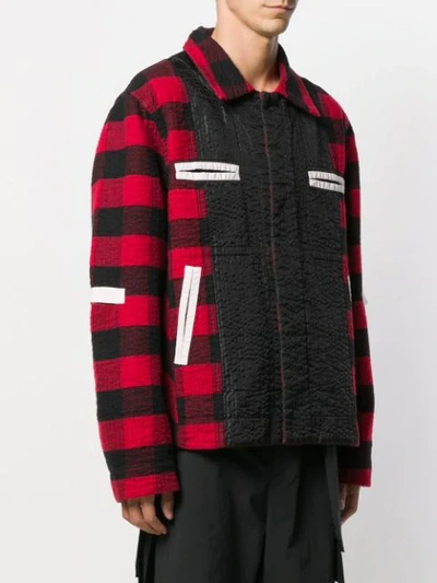 PANELLED CHECKED FLANNEL JACKET