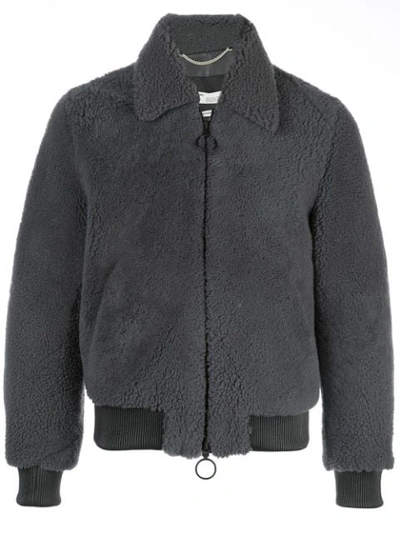 Shop Off-white Shearling Bomber Jacket In Grey