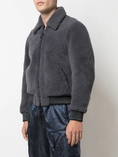 Shop Off-white Shearling Bomber Jacket In Grey