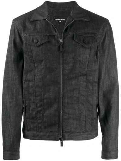 Shop Dsquared2 Zipped Denim Jacket In Black