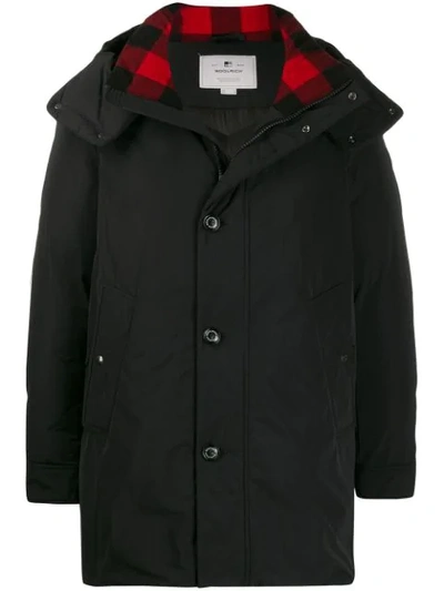 Shop Woolrich Hooded Parka Coat In Black