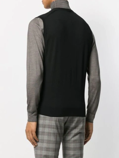 Shop Dell'oglio Knitted Button-down Waistcoat In Black