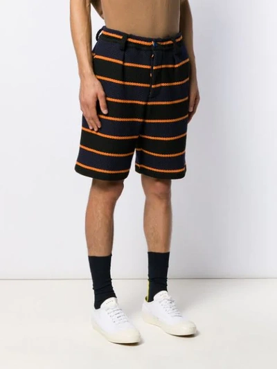 Shop Marni Striped Shorts In Blue