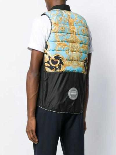 Shop Versace Baroque Printed Padded Gilet In A78y Multicolor