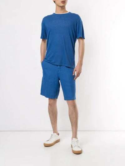 Shop 120% Lino Crease Effect Bermuda Shorts In Blue China