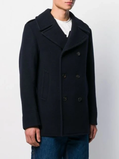 Shop Polo Ralph Lauren Short Tailored Peacoat In Blue