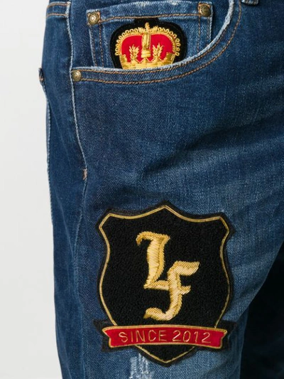 Shop Lords And Fools King Patch Straight Jeans In Blue