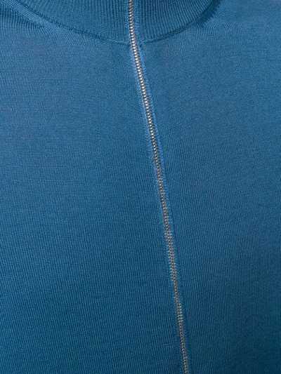 Shop Prada High Neck Zip Front Cardigan In Blue