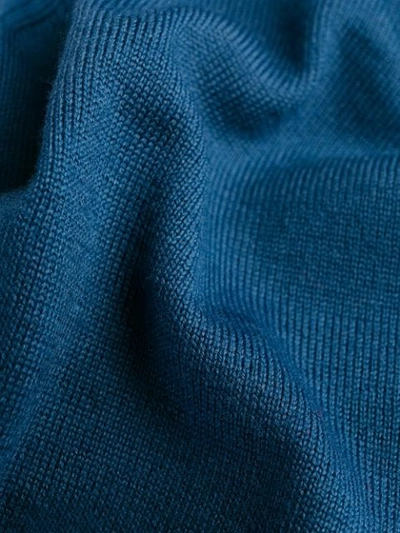 Shop Prada High Neck Zip Front Cardigan In Blue