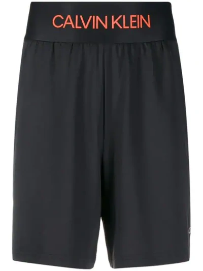 Shop Calvin Klein Logo Waistband Track Shorts In Black