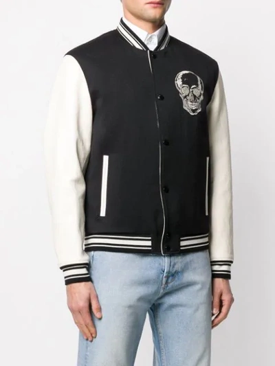 Shop Alexander Mcqueen Skull-embroidery Bomber Jacket In Black