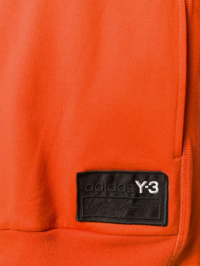 Shop Y-3 Logo Patch Zip Hoodie In Orange