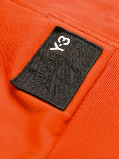 Shop Y-3 Logo Patch Zip Hoodie In Orange