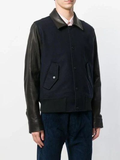 Shop Ami Alexandre Mattiussi Bimaterial Snap Buttons Jacket In Blue