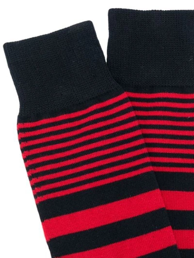Shop Yohji Yamamoto Striped Ankle Socks In Blue