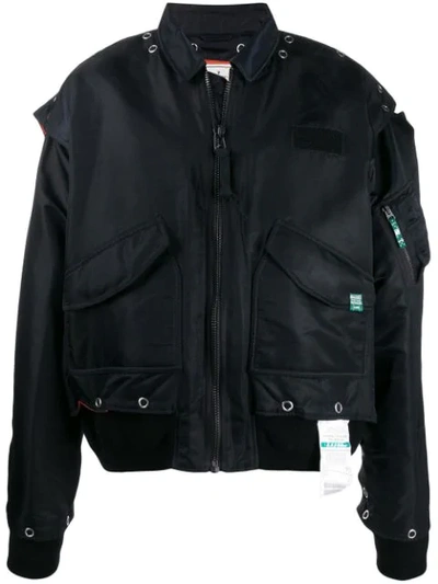 Shop Miharayasuhiro Eyelet Detail Bomber Jacket In Black