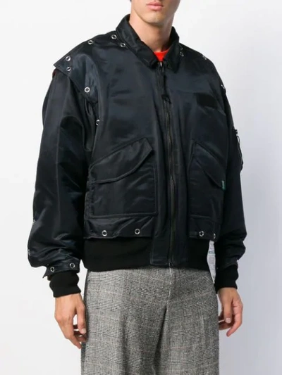 Shop Miharayasuhiro Eyelet Detail Bomber Jacket In Black