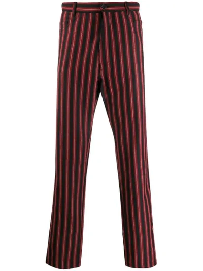 Shop Ann Demeulemeester Striped Straight Trousers In Black