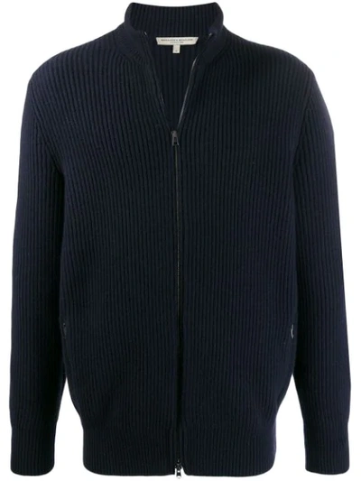 Shop Holland & Holland Ribbed Zip-up Cardigan In Blue