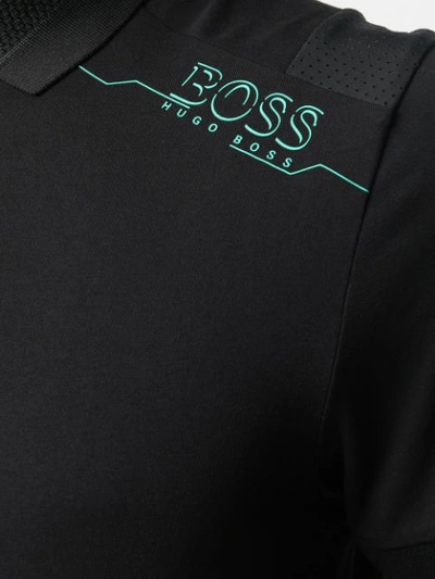 Shop Hugo Boss Half-zip Polo Shirt In Black