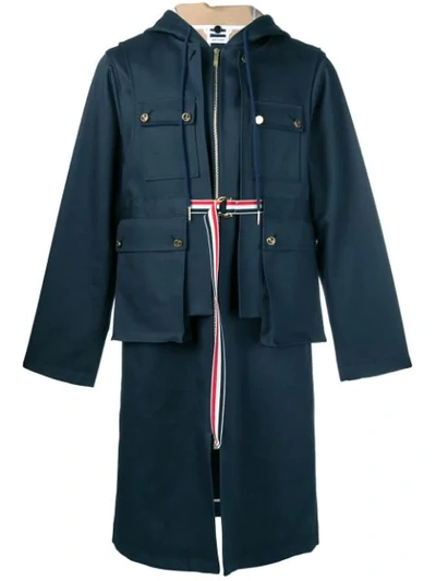 Shop Thom Browne Detachable Vest Mackintosh Parka In Blue