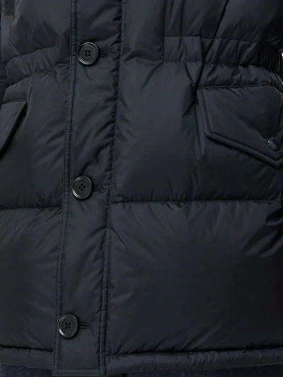 Shop Burberry Logo Detail Hooded Puffer Coat In Blue