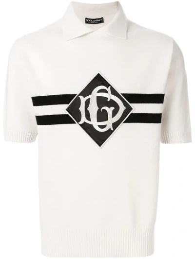 Shop Dolce & Gabbana Henley Cashmere Polo Shirt In White