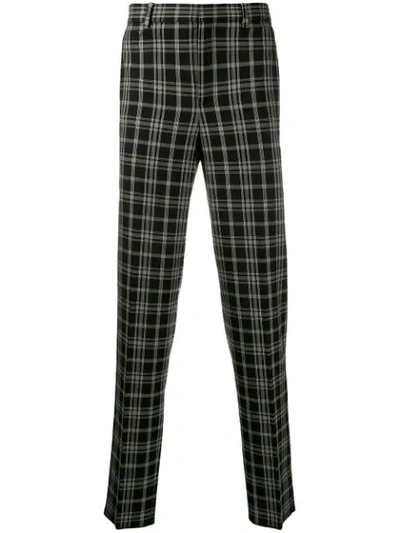 Shop Neil Barrett Tapered Check Trousers In Black