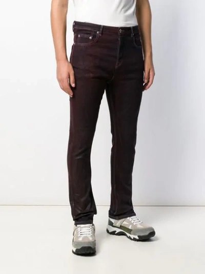 Shop Rick Owens Drkshdw Waxed Slim Fit Jeans In Red