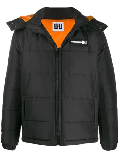 Shop Les Hommes Short Hooded Jacket In Black