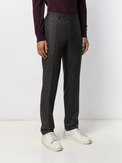 Shop Canali Check Trousers In Brown