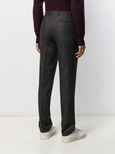 Shop Canali Check Trousers In Brown