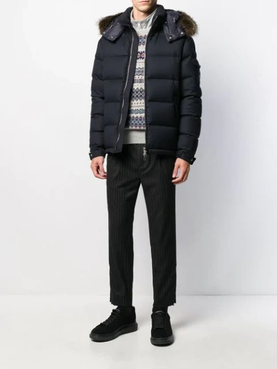 Moncler Allemand Coyote Fur-trimmed Down Jacket In Navy | ModeSens