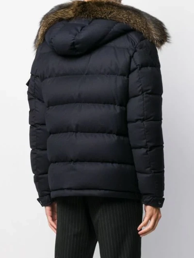 Shop Moncler Quilted Zipped Hooded Jacket In Blue